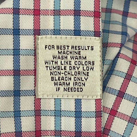 Petter Millar Men's Pink Blue Nono Luxe Easycare Plaid 100% Cotton Shirt Size L - Picture 9 of 9